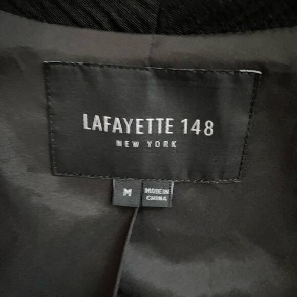 Lafayette 148 New York Size M Wool Blend Open Front Jacket Black Minimalist - Picture 4 of 7